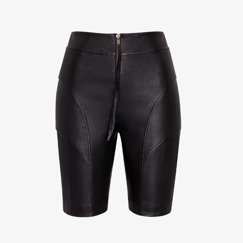 Retrofete Black Leather Biker Shorts